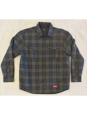 Quiksilver Reversible Flannel Puffer Shacket Men’s Large Plaid / Black Quilted